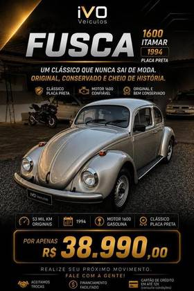 VOLKSWAGEN FUSCA 1.6 8V GASOLINA 2P MANUAL VOLKSWAGEN FUSCA 1.6 8V GASOLINA 2P MANUAL